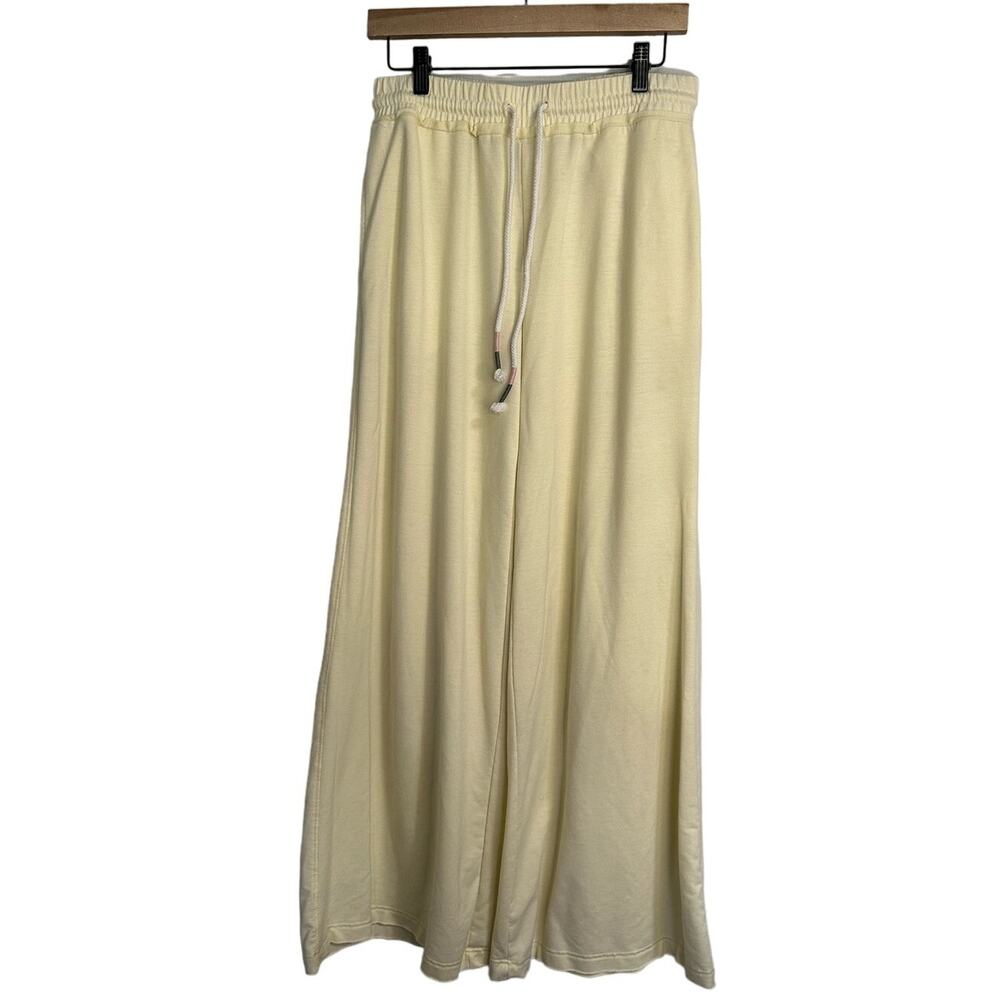 Body & Sol Ivory Wide Leg Pants Size S Pull On Athleisure Casual